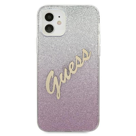 Guess Glitter Gradient Script - iPhone 12 mini Tasche (rosa)