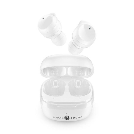 Cellularline Music Sound Flow - bezdrátová sluchátka Bluetooth V5.3 TWS s nabíjecím pouzdrem (bílá)
