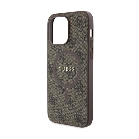 Guess 4G Collection Leather Metal Logo MagSafe - Case for iPhone 15 Pro Max (brown)