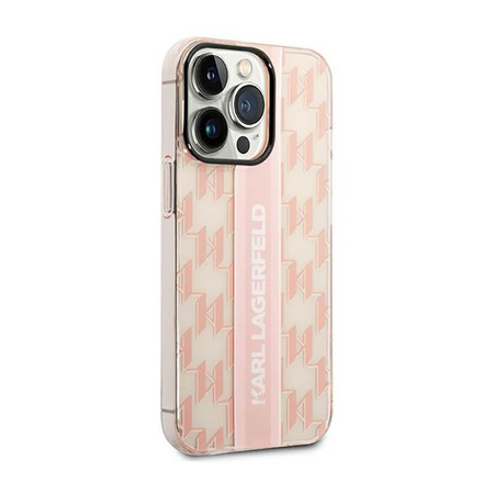 Karl Lagerfeld Mono Vertical Stripe - pouzdro pro iPhone 14 Pro Max (růžové)