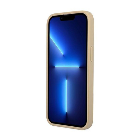 Guess Saffiano háromszög logós tok - iPhone 14 Pro tok (bézs)