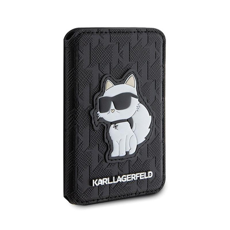 Karl Lagerfeld Peněženka Cardslot Stand MagSafe Saffiano Monogram Choupette - Magnetická peněženka s funkcí stojánku (černá)