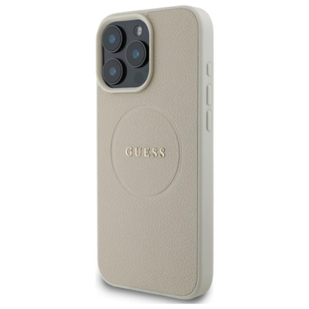 Guess Grained Ring MagSafe – Hülle für iPhone 16 Pro Max (beige)