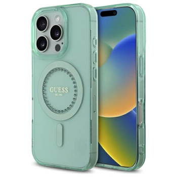 Guess IML strasszos MagSafe - iPhone 16 Pro Max tok (zöld)