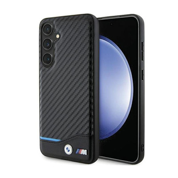 BMW Leather Carbon Blue Line - Etui pour Samsung Galaxy S24+ (noir)