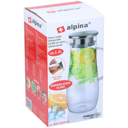 Alpina - Carafe avec poignée en verre borosilicate 1,4 l