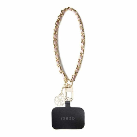 Guess Universal Hand Strap Saffiano Chain 4G Charm - Strap universel pour téléphone portable (rose)