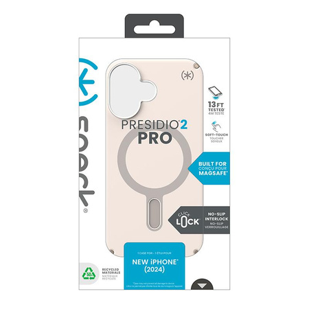 Speck Presidio2 Pro ClickLock & MagSafe - pouzdro pro iPhone 16 (Bělená kost / Zlaté dědictví / Lískově hnědá)