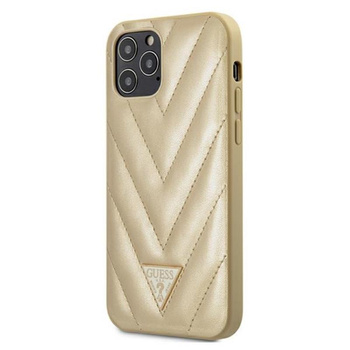 Guess V Quilted - Etui iPhone 12 Pro Max (złoty)