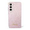 Guess Glitter Flakes Metal Logo Case - pouzdro pro Samsung Galaxy S23 (růžové)