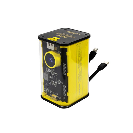 WEKOME WP-347 Vanguard Series - Banque d'alimentation 20000 mAh à charge super rapide avec câble intégré USB-C PD 20W & Lightning + USB-A QC3.0 22.5W (Jaune)