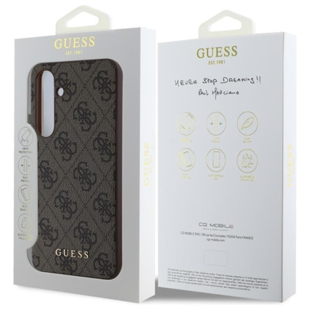 Guess 4G Metal Gold Logo - Étui Samsung Galaxy S24 FE (marron)