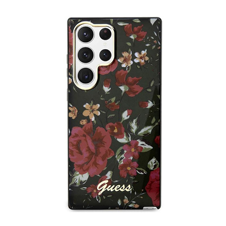 Guess Flower Collection - pouzdro pro Samsung Galaxy S23 Ultra (khaki)