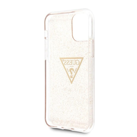 Guess Solid Glitter Triangle - Coque iPhone 11 Pro (Or)