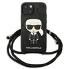 Karl Lagerfeld Monogram Leather Patch and Cord Iconik - pouzdro pro iPhone 13 mini