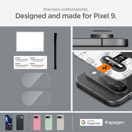 Spigen Optik.TR EZ Fit Kamera-Objektivschutz 2er-Pack - Objektivschutzglas für Google Pixel 9 (2 Stück) (Transparent)