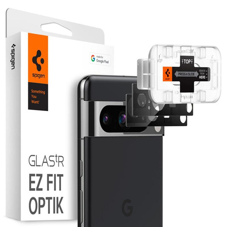 Spigen Optik.TR EZ Fit Camera Lens Protector - ochranné sklo objektivu pro Google Pixel 8 (2 ks) (černá)