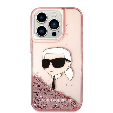 Karl Lagerfeld Liquid Glitter NFT Karl's Head - Etui iPhone 14 Pro (różowy)