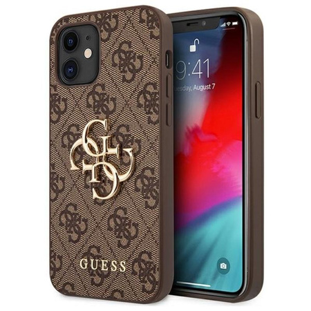 Guess 4G Big Metal Logo - Coque pour iPhone 12 mini (marron)
