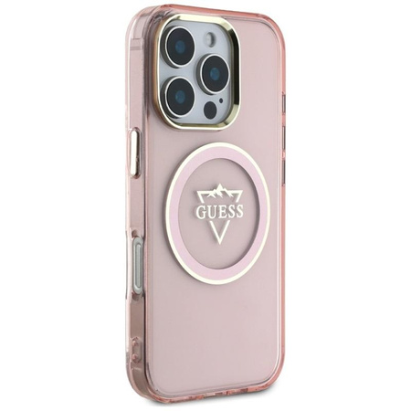 Guess IML Metal Mountain Logo MagSafe - Hülle für iPhone 16 Pro (rosa)