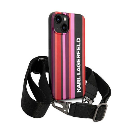 Karl Lagerfeld Color Stripes Strap - pouzdro pro iPhone 14 (růžové)