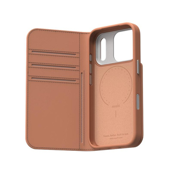 ETUI Z KLAPKĄ DO IPHONE 17 PRO do MAGSAFE MOSHI SKÓRZANE MAGNETYCZNE