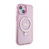 Guess Ring Stand Script Glitter MagSafe - iPhone 15 Plus tok (rózsaszín)