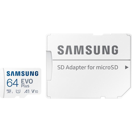 Samsung microSDXC EVO Plus - 64 GB UHS-I U1 A1 V10 memory card with adapter