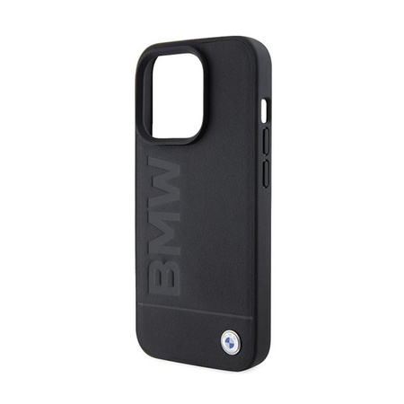 BMW Leather Hot Stamp - Étui pour iPhone 15 Pro Max (noir)