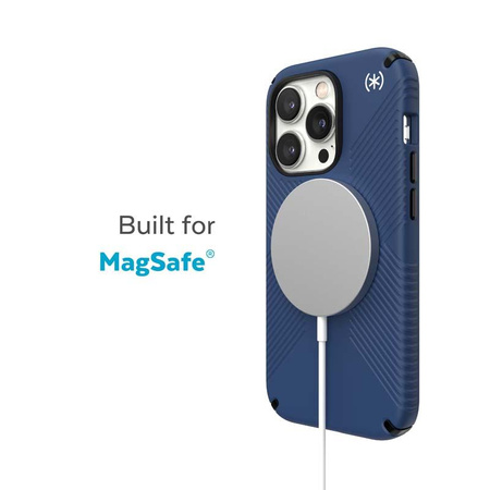 Speck Presidio2 Grip MagSafe - Rutschfestes Gehäuse für iPhone 14 Pro (Küstenblau / Schwarz / Weiß)