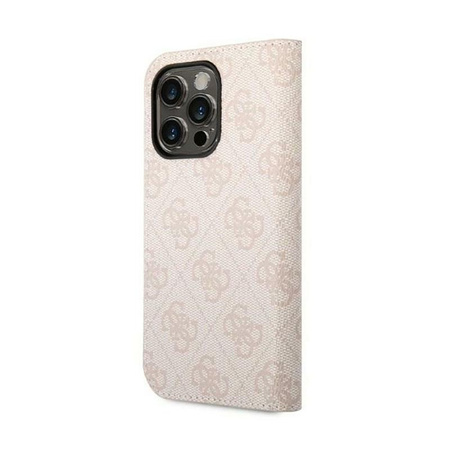 Guess 4G fém kamera körvonalazott könyvtípusú tok - iPhone 14 Pro tok (rózsaszín)