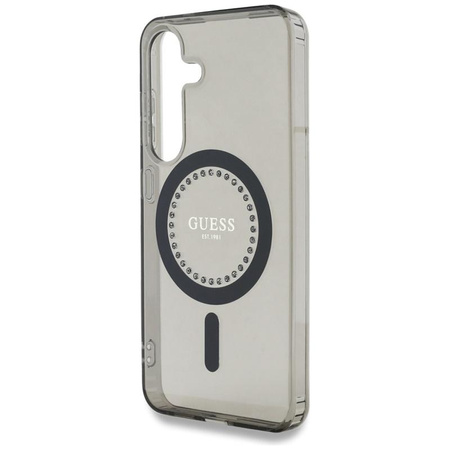 Guess Rhinestones imprimés Logo classique MagSafe - étui pour Samsung Galaxy S25 (noir)