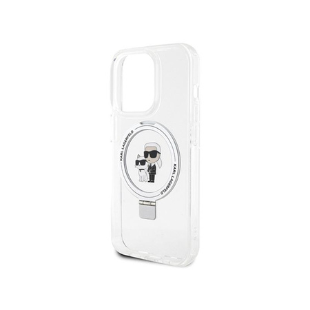 Karl Lagerfeld Ring Stand Karl & Choupette MagSafe - pouzdro pro iPhone 14 Pro (bílé)