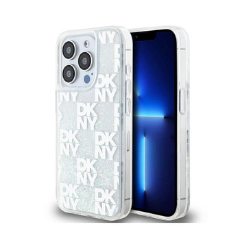 DKNY Liquid Glitter Multilogo - iPhone 15 Pro tok (fehér)