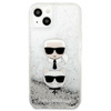 Karl Lagerfeld Liquid Glitter Karl & Choupette Head - étui pour iPhone 13 mini (argent)