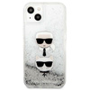 Karl Lagerfeld Liquid Glitter Karl & Choupette Head - iPhone 13 mini tok (ezüst)