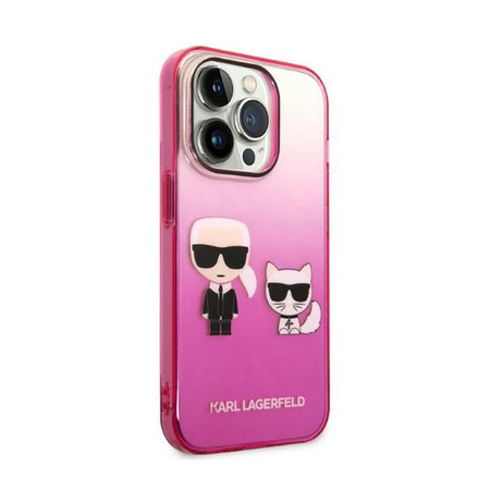 Karl Lagerfeld Gradient Ikonik Karl & Choupette - Coque iPhone 14 Pro (rose)