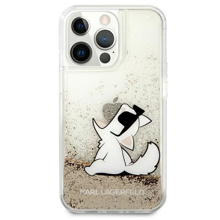 Karl Lagerfeld Liquid Glitter Choupette Fun - iPhone 13 Pro Max Tasche (Gold)