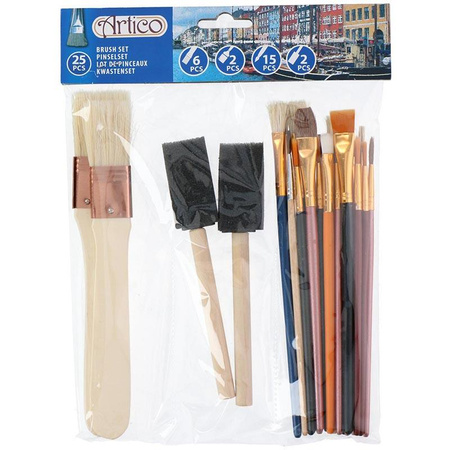 Artico - Set de pinceaux de 25 pièces