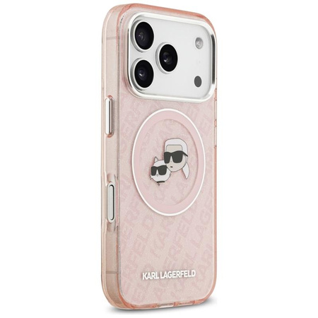 Karl Lagerfeld IML Glitter Karl & Choupette Heads Logo MagSafe - Case for iPhone 17 Pro (pink)