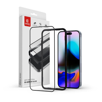 Crong antibakteriális 3D páncélüveg - 9H teljes ragasztóval ellátott edzett üveg iPhone 16 Pro + telepítőkerethez