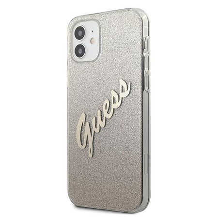 Guess Glitter Gradient Script - iPhone 12 mini Tasche (gold)