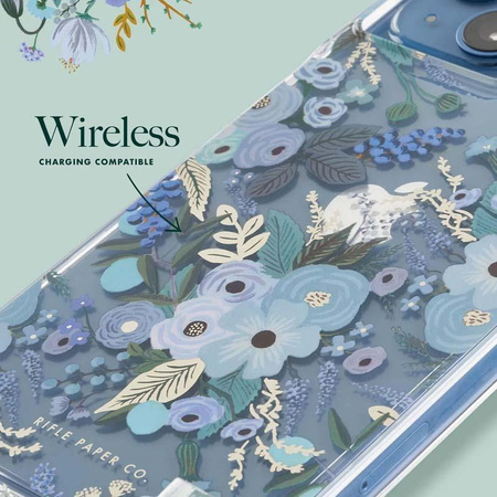 Rifle Paper Clear - iPhone 14 Plus Tasche (Garden Party Blau)