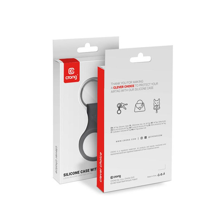 Crong Silicone Case with Key Ring - Etui de protection pour Apple AirTag (noir)