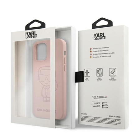 Karl Lagerfeld szilikon Ikonik Outline - iPhone 12 / iPhone 12 Pro tok (rózsaszín)