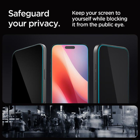 Spigen GLAS.TR EZ FIT Privacy 2-Pack - Verre trempé avec filtre de confidentialité pour iPhone 16 Pro 2 pcs