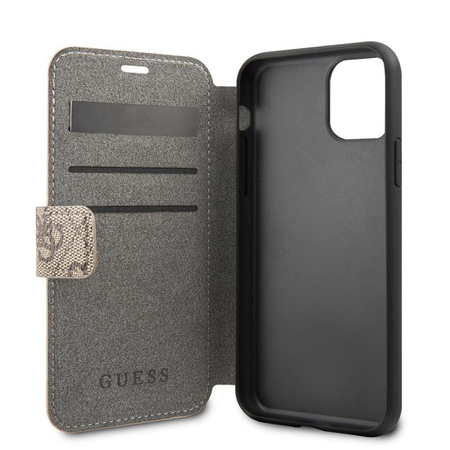 Guess Booktype 4G Charms Collection - Etui iPhone 11 z kieszeniami na karty (brązowy)
