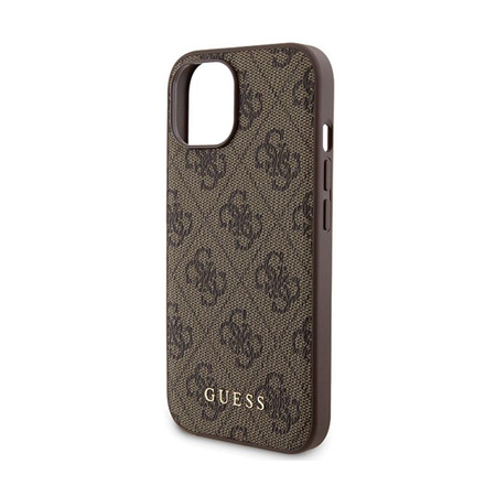 Guess Bundle Pack MagSafe 4G Metal Gold Logo - sada pouzdra + Power Bank 5000mAh MagSafe iPhone 15 (hnědá)