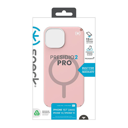 Speck Presidio2 Pro Magsafe - Coque iPhone 16e / iPhone 15 / iPhone 14 / iPhone 13 (Rose Dahlia / Cuivre Rose / Blanc)