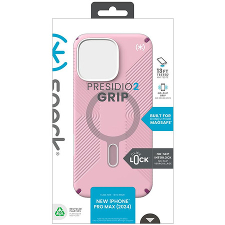 Speck Presidio2 Grip ClickLock & MagSafe - pouzdro pro iPhone 16 Pro Max (Wednesday Pink / Boysenberry Purple / White)